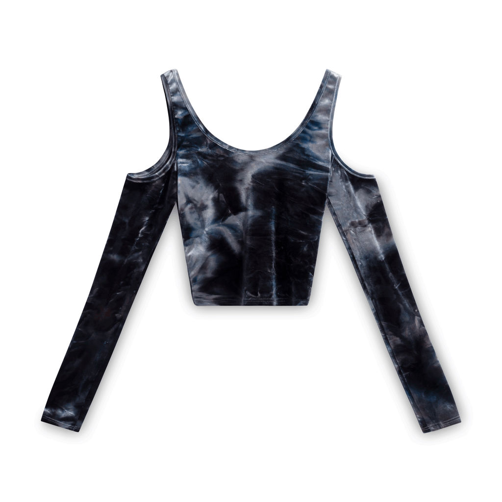 Vintage Tela Velvet Tie-dye Off-the-Shoulder Top