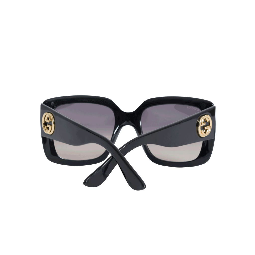 Gucci Women's Urban Collection Black/Gold Square Sunglasses
