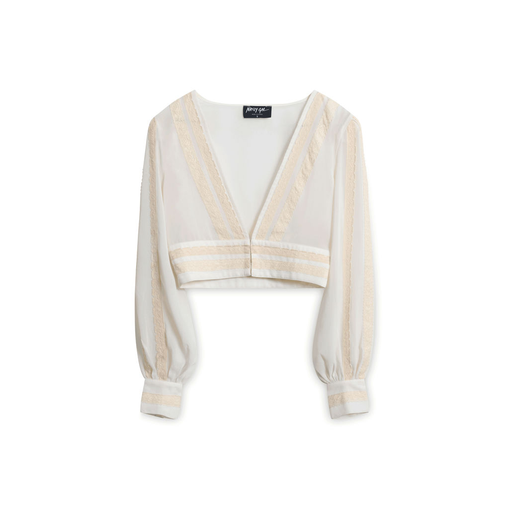Vintage Nasty Gal Top with Lace Trim - White