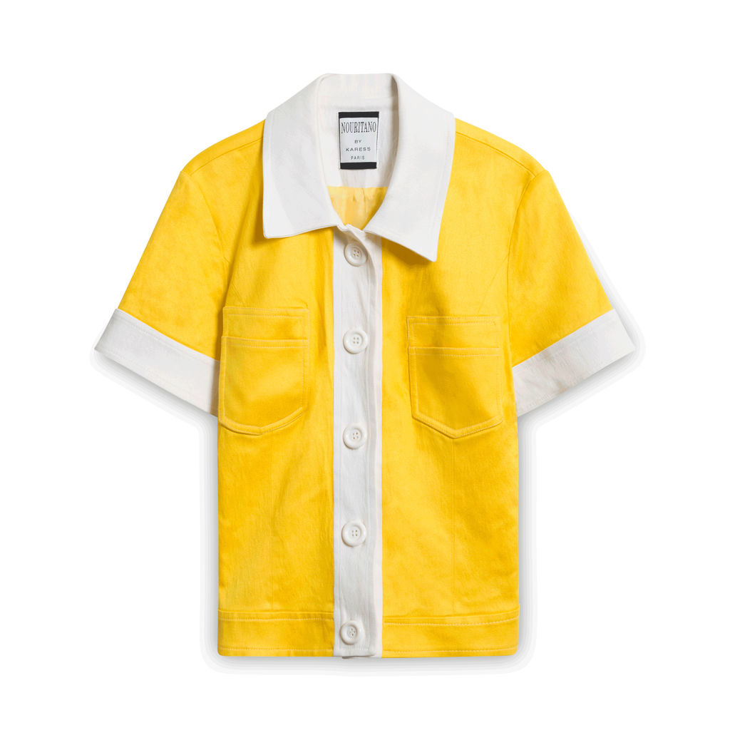 Nouritano By Karess Paris Yellow Collared Top and Short Set