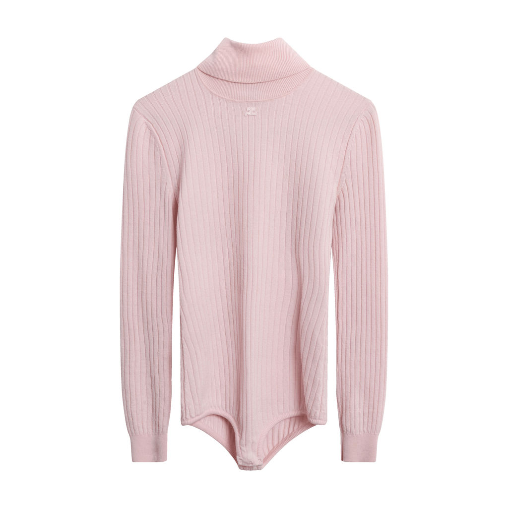 Courreges Pink Ribbed One-Piece
