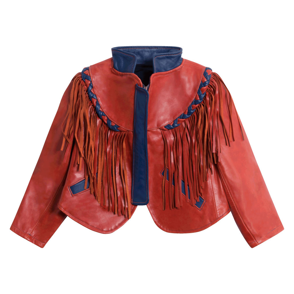 Orange Leather Fringe Jacket