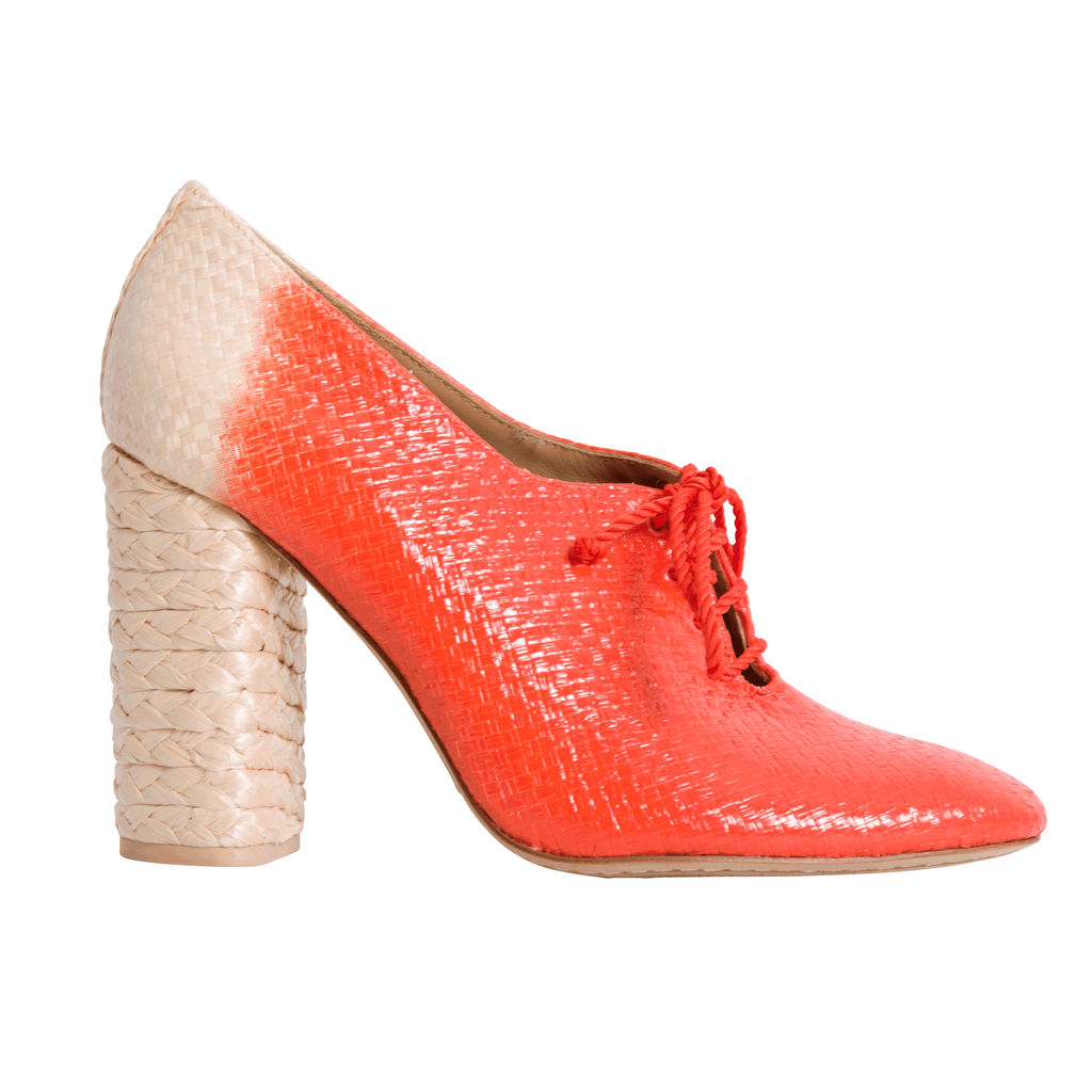 Vintage Tory Burch Woven Lace-up Heels - Orange/Tan