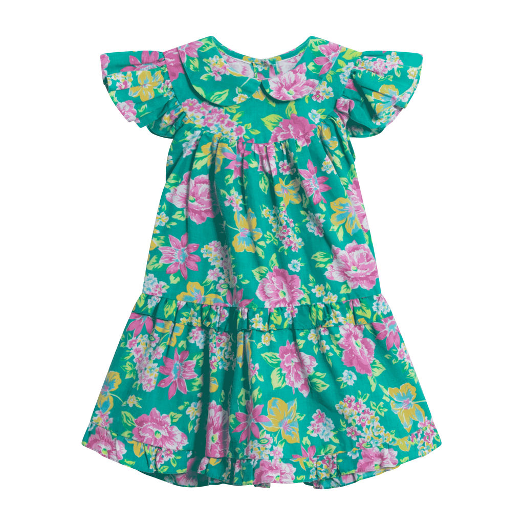 Vintage Floral Dress- Seafoam