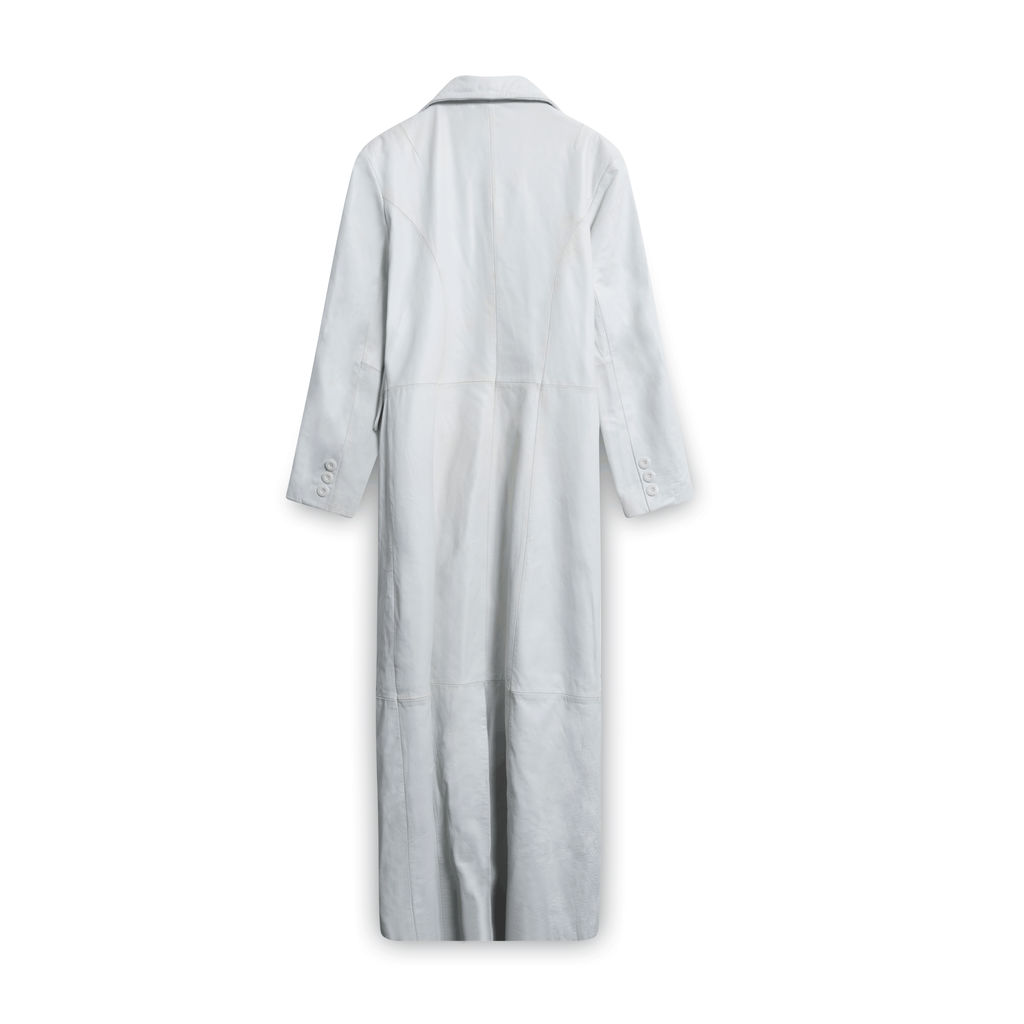 Maxima Leather Trench Coat - White