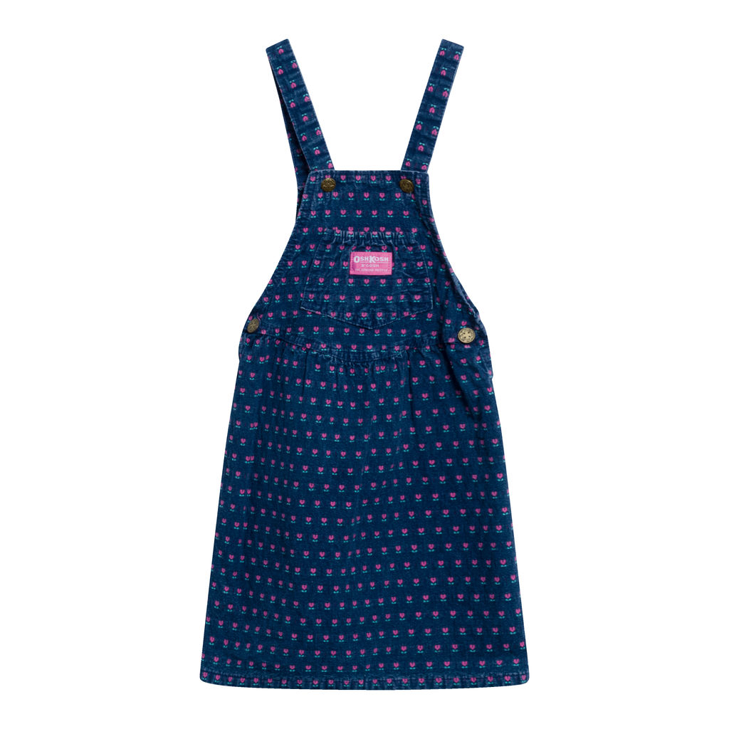 Vintage OshKosh Denim Overall Ditzy Floral Dress