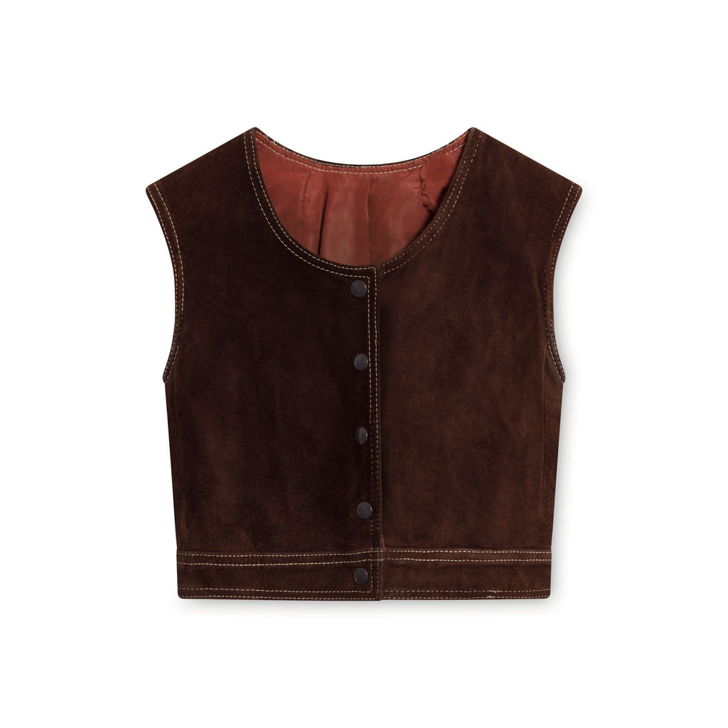 Vintage Suede Leather Top and Skirt