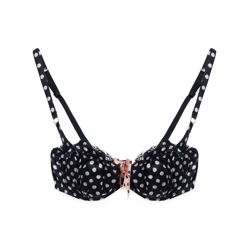 Agent Provocateur Black Polka Dot Silk Bra