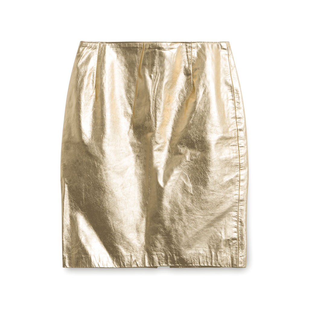 Kenar Leather Gold Skirt