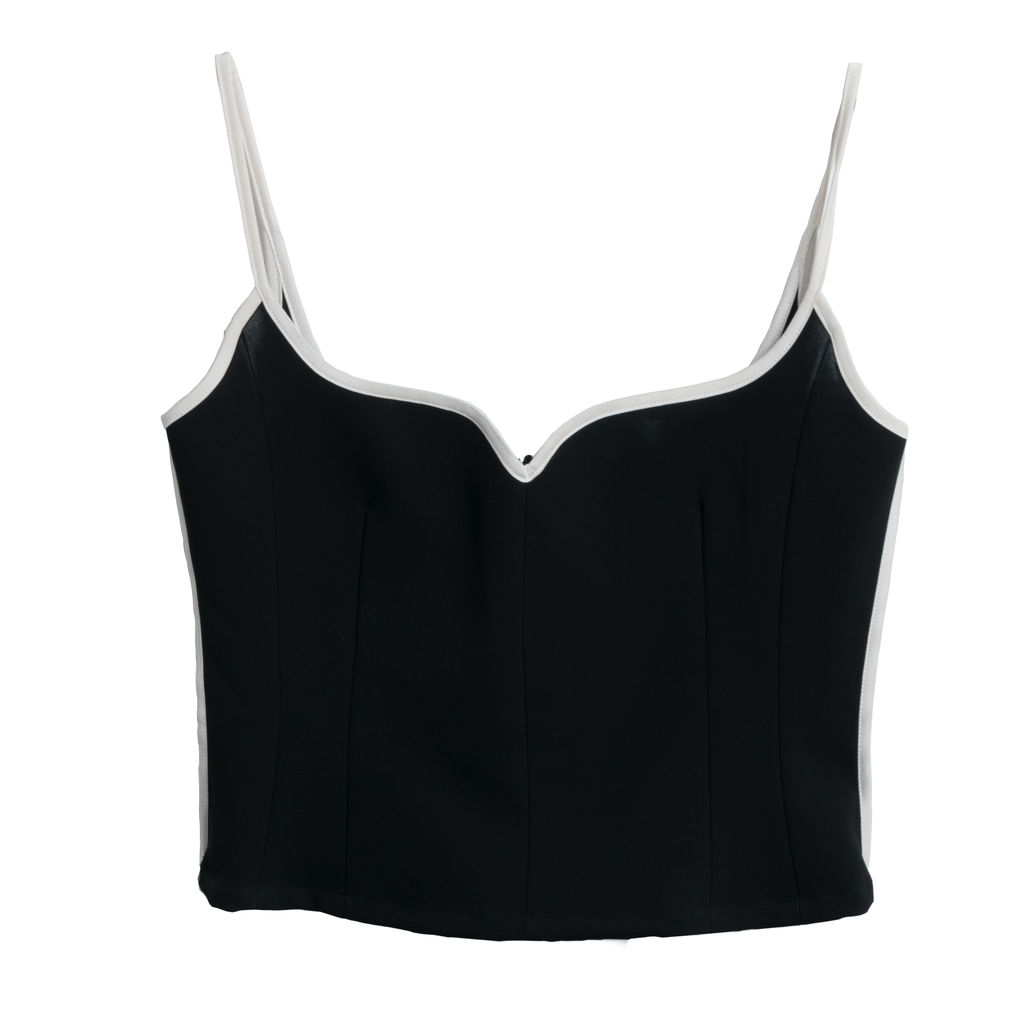 Paris Georgia Contrasting Trim V-neck Top