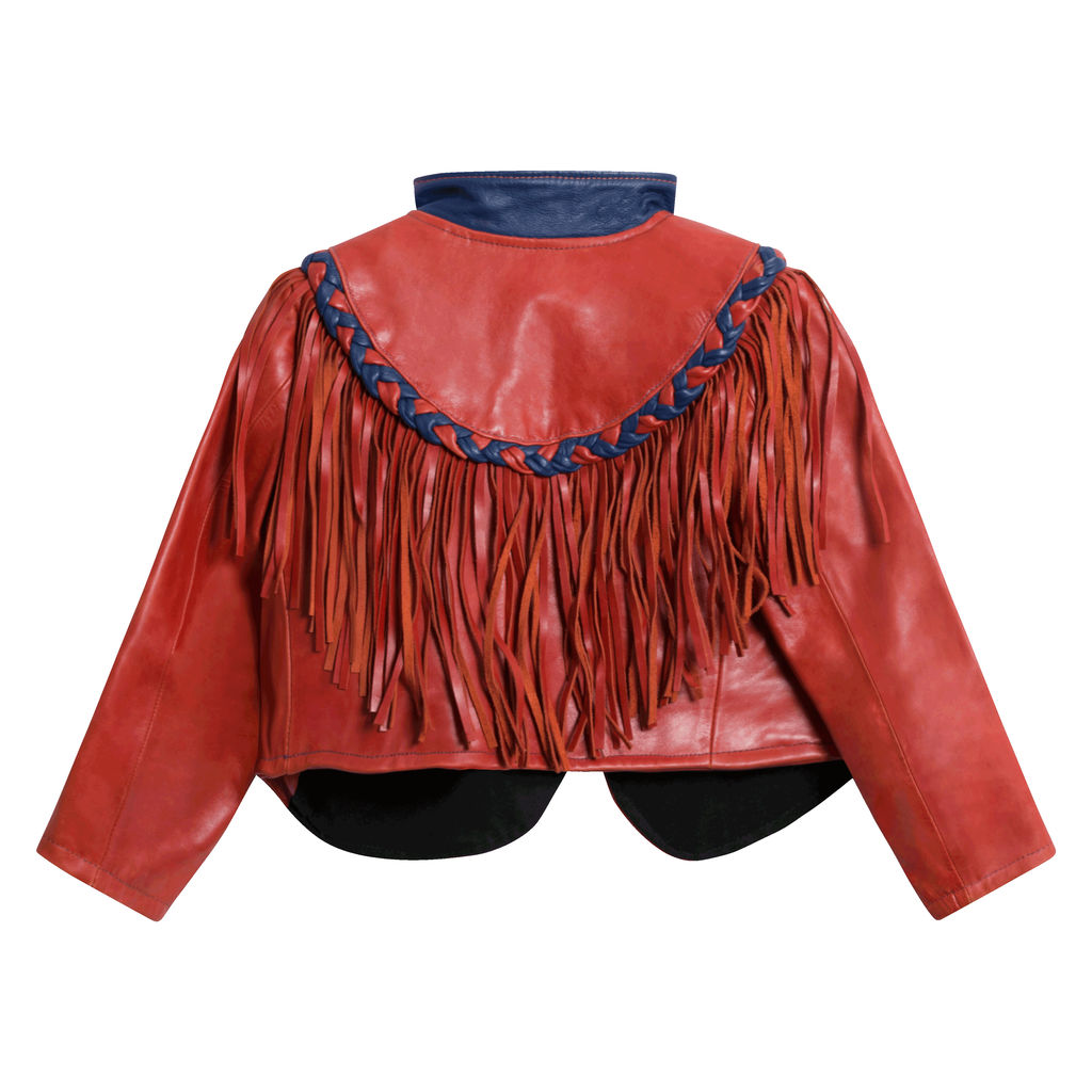 Orange Leather Fringe Jacket