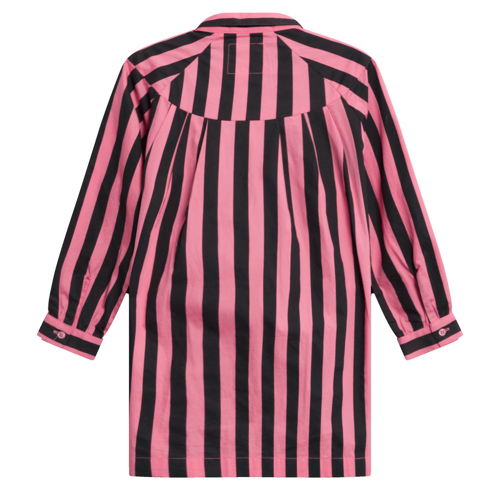 Hugo Loves Tiki Bow Dress Pink Black Stripes