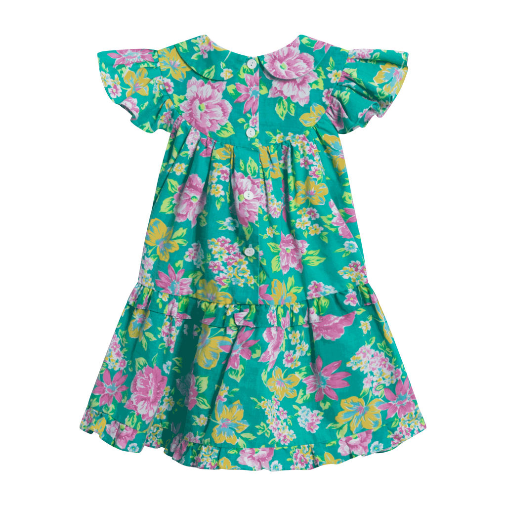 Vintage Floral Dress- Seafoam