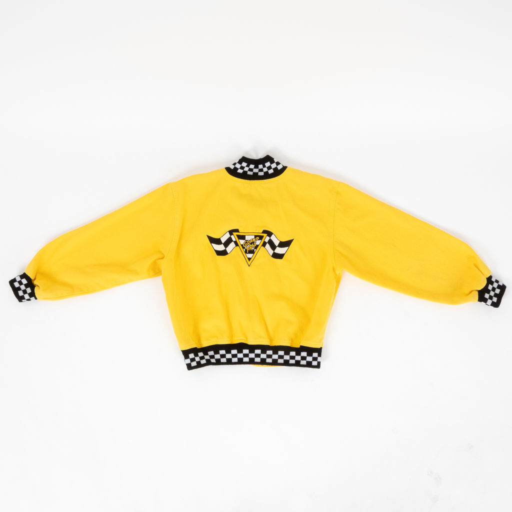 Vintage Cache Grand Prix Denim Bomber Jacket