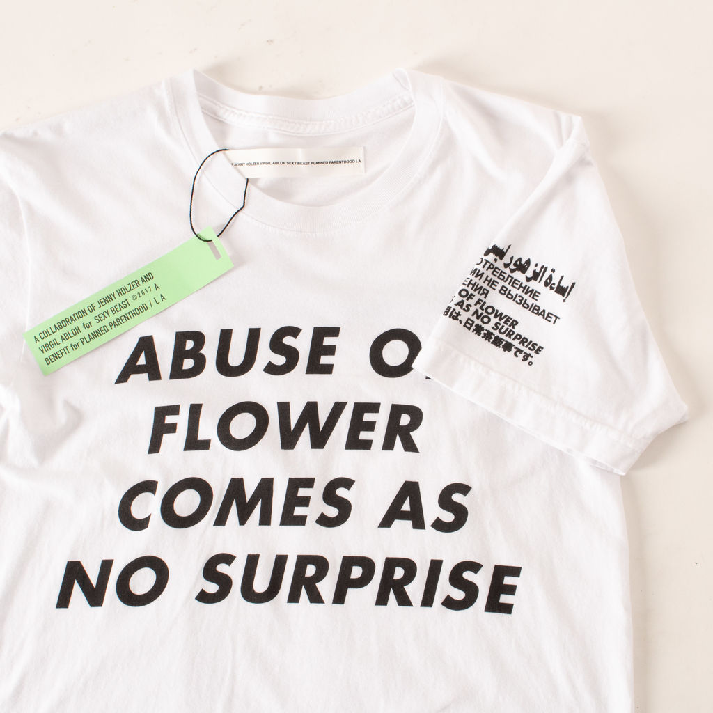 Virgil Abloh x Jenny Holzer Abuse of Flower Comes As No Surprise Tee by
