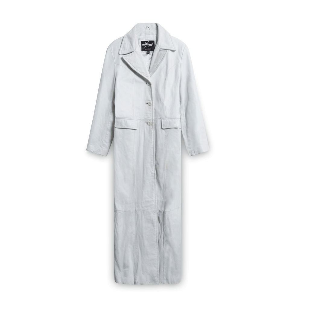 Maxima Leather Trench Coat - White