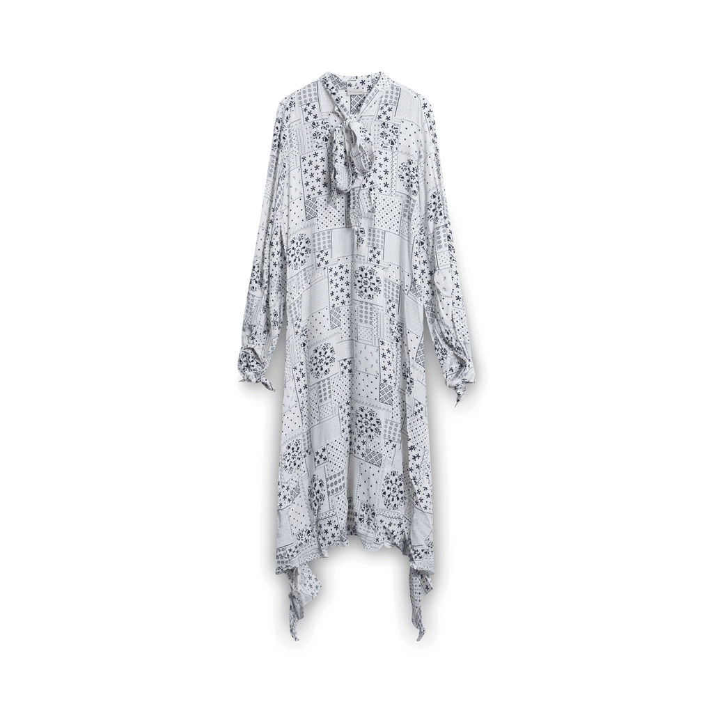 Malene Birger Joi Tiered Printed Midi Dress - White/Black
