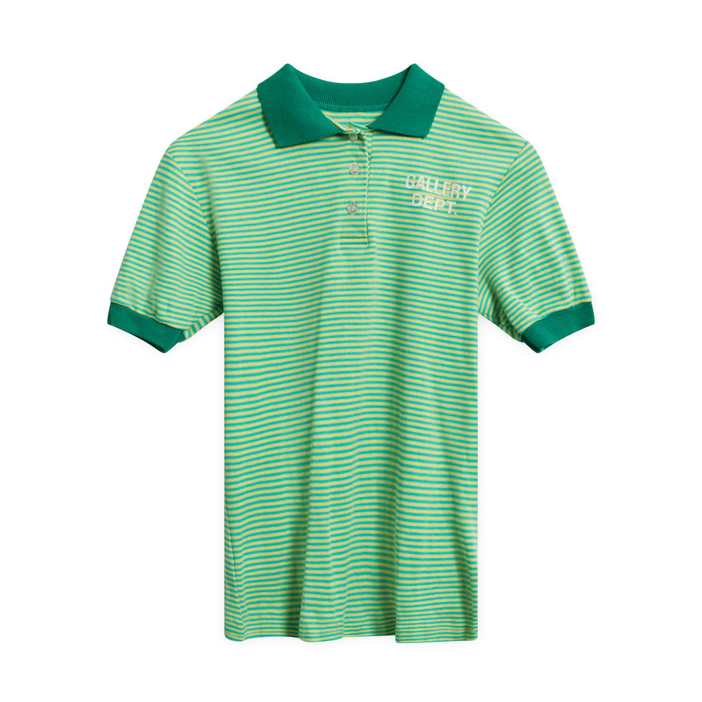Green and Yellow Striped Polo