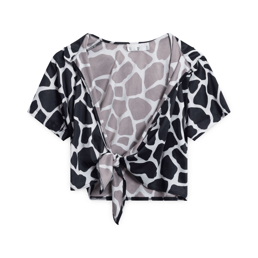 Rampage Cow-Patterned Tie-up Shirt