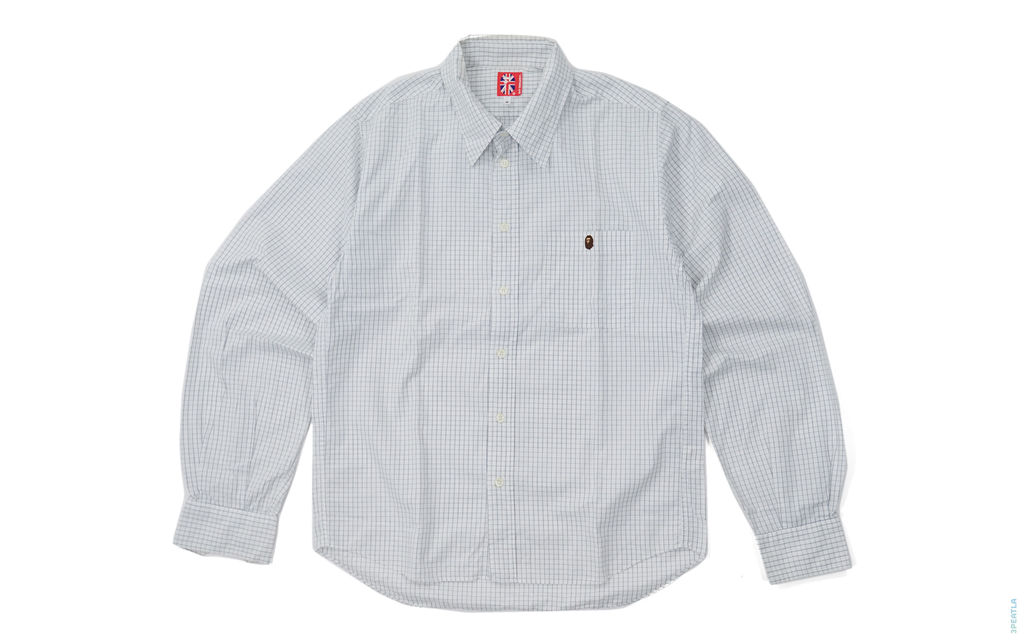 Grid Line Button-Up Shirt white
