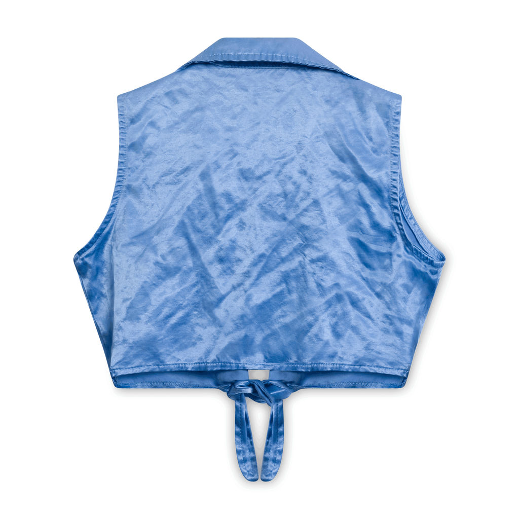 Ceduxion Shimmering Blue Tie Front Top
