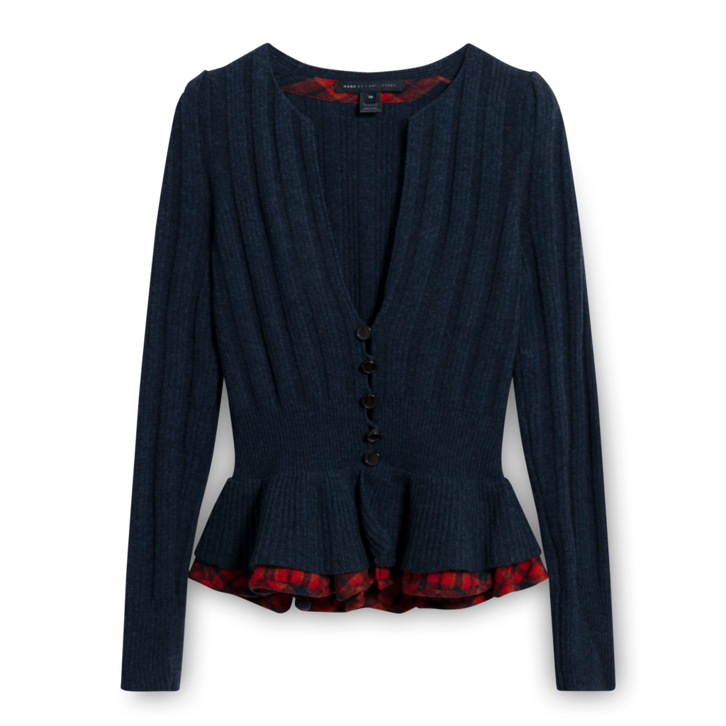 Marc By Marc Jacobs Rib Knit Peplum Cardigan