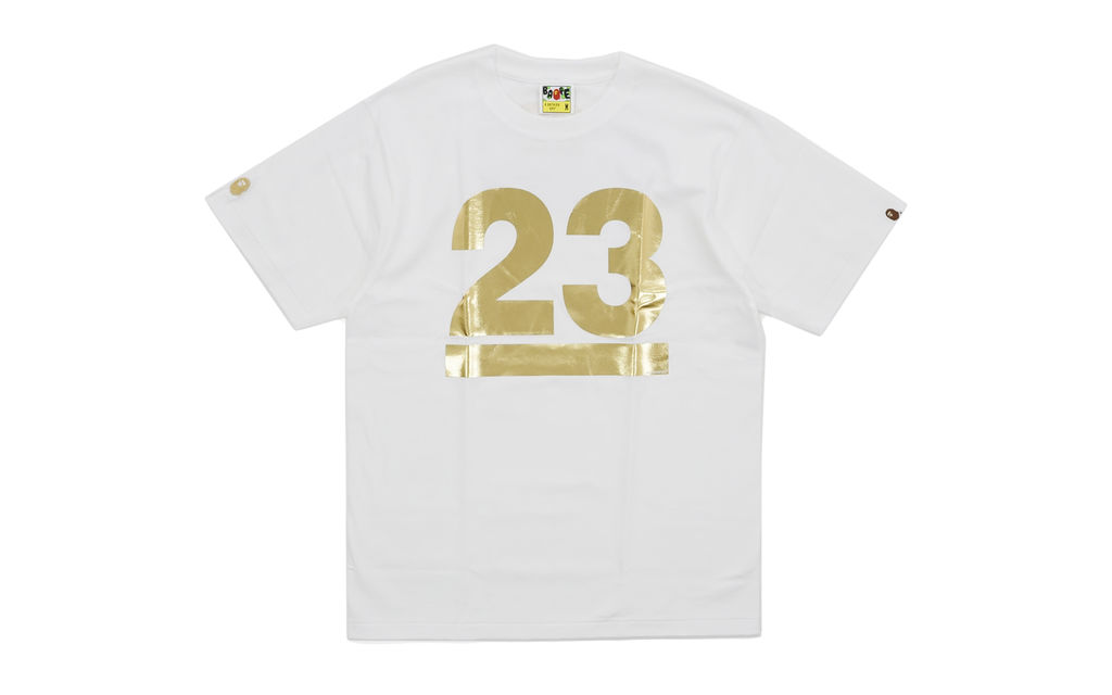 BAPE Gold Foil Logo Tee white