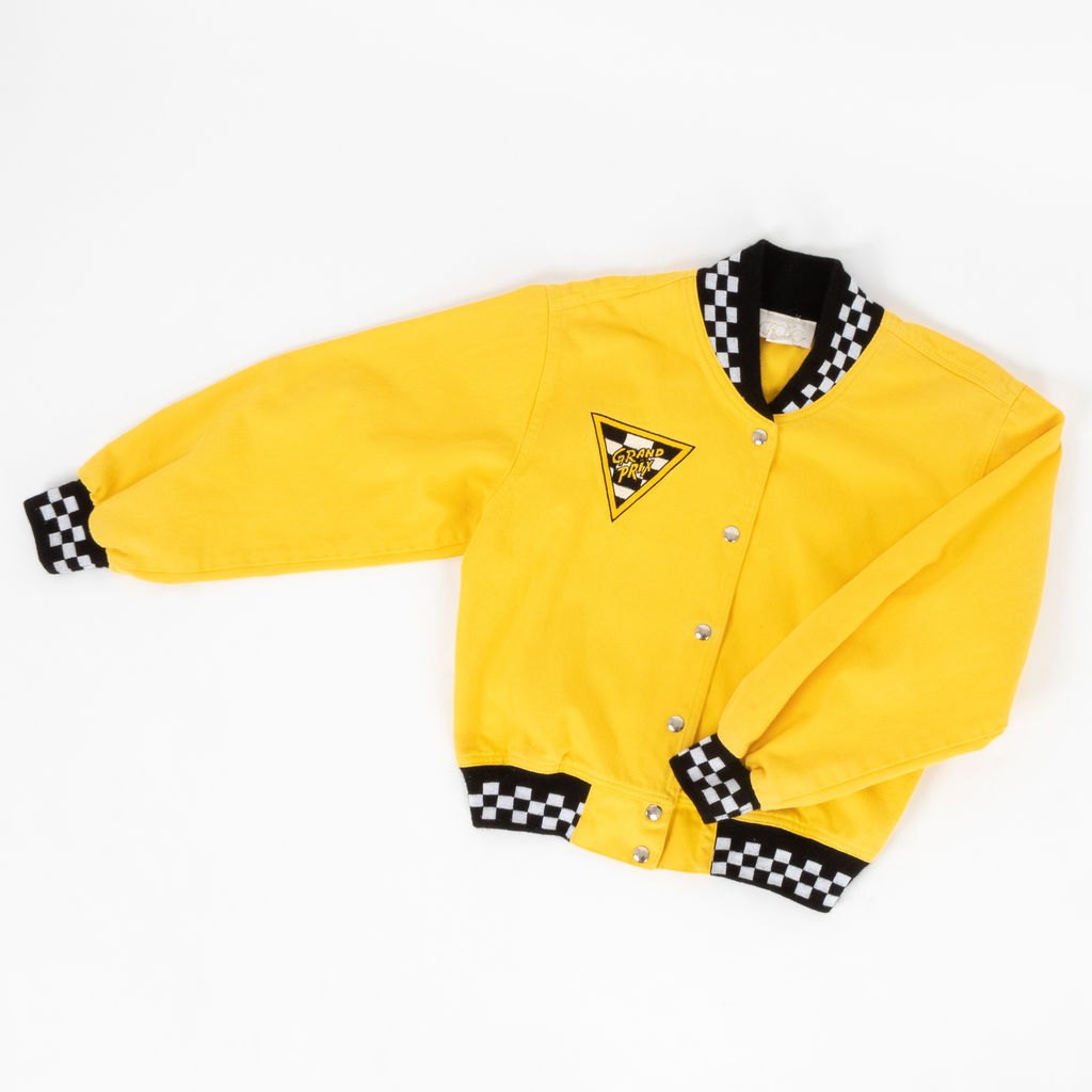 Vintage Cache Grand Prix Denim Bomber Jacket