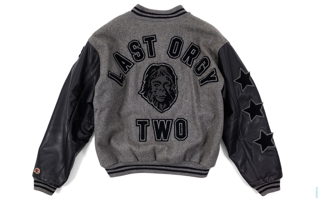 Last Orgy Two Leather Varsity Jacket black
