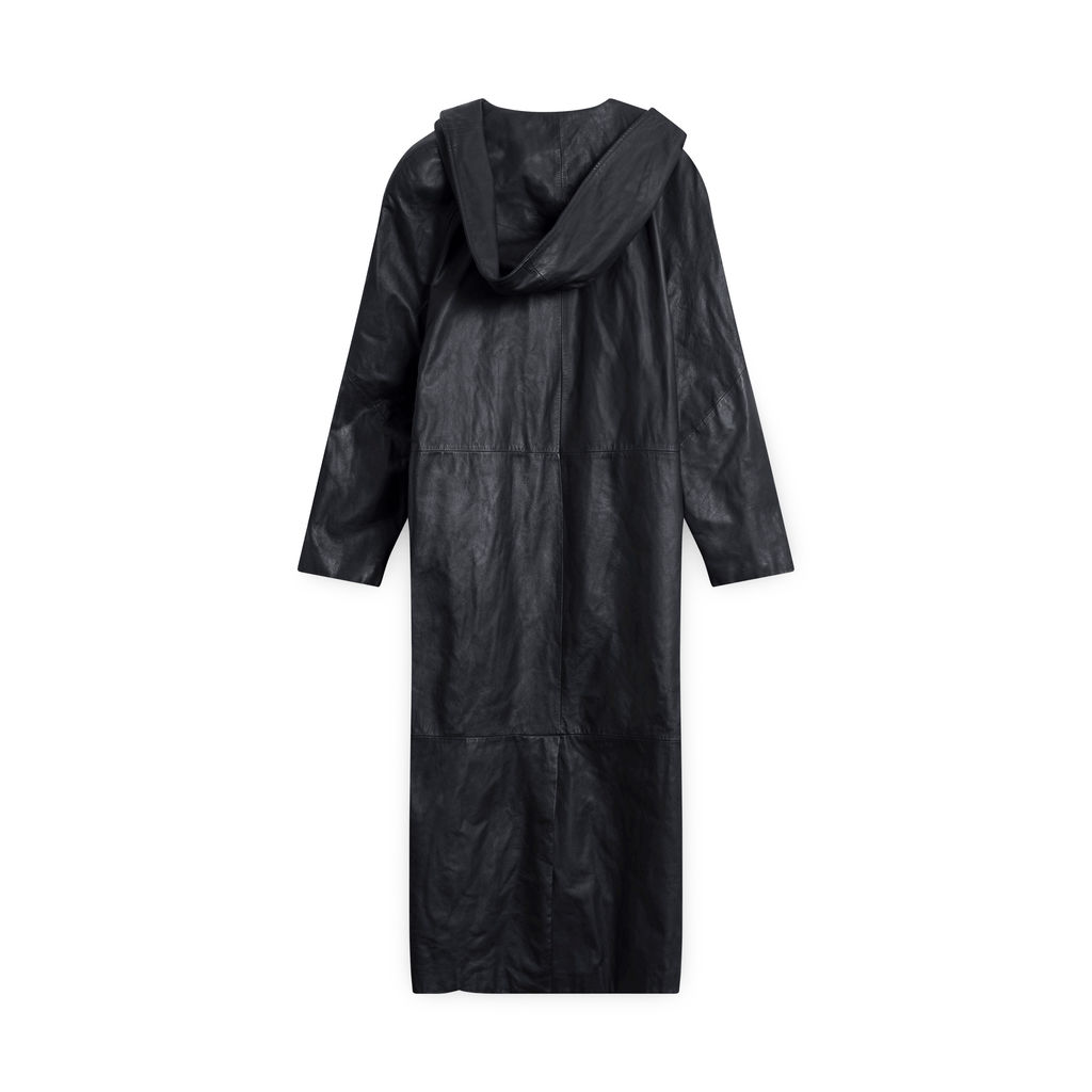 Brandon Thomas Hooded Leather Trench Coat