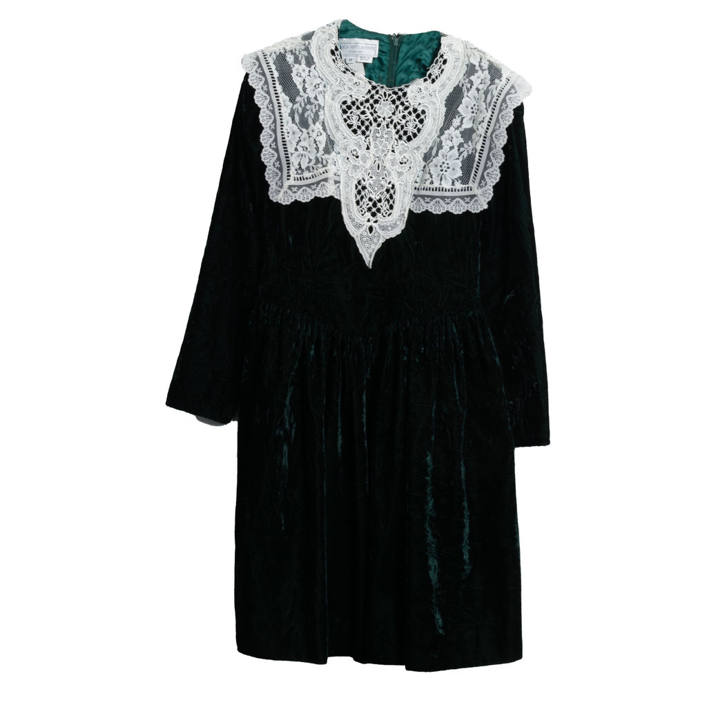 Gunne Sax Emerald Velvet Dress