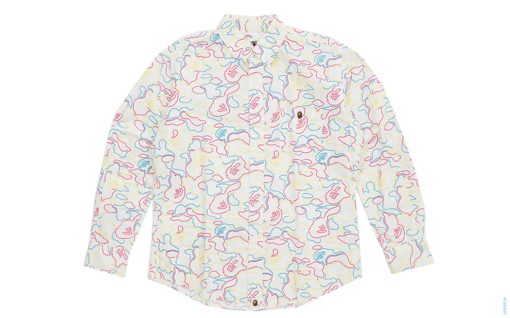 BAPE Neon Camo Button-Up Shirt white