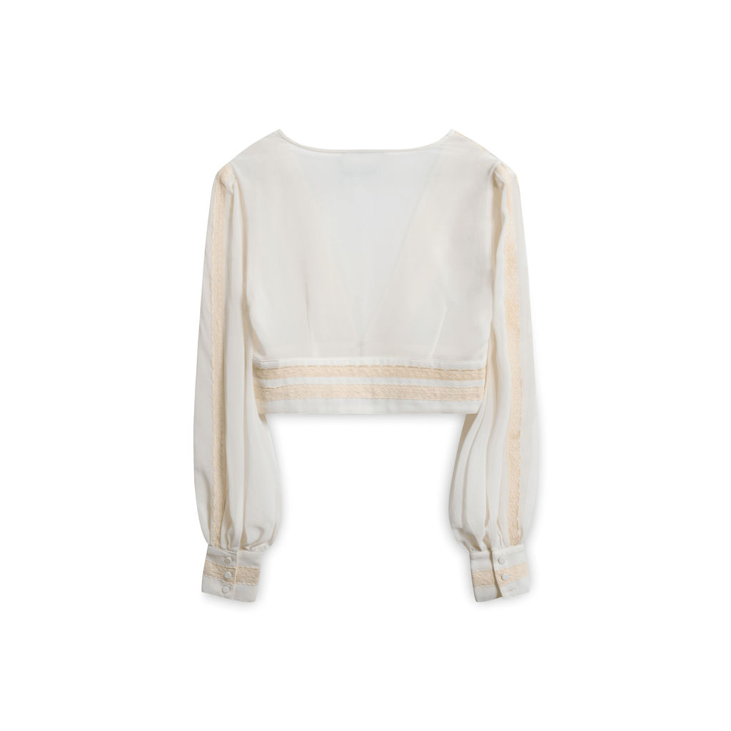Vintage Nasty Gal Top with Lace Trim - White