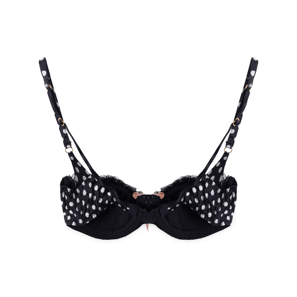 Agent Provocateur Black Polka Dot Silk Bra