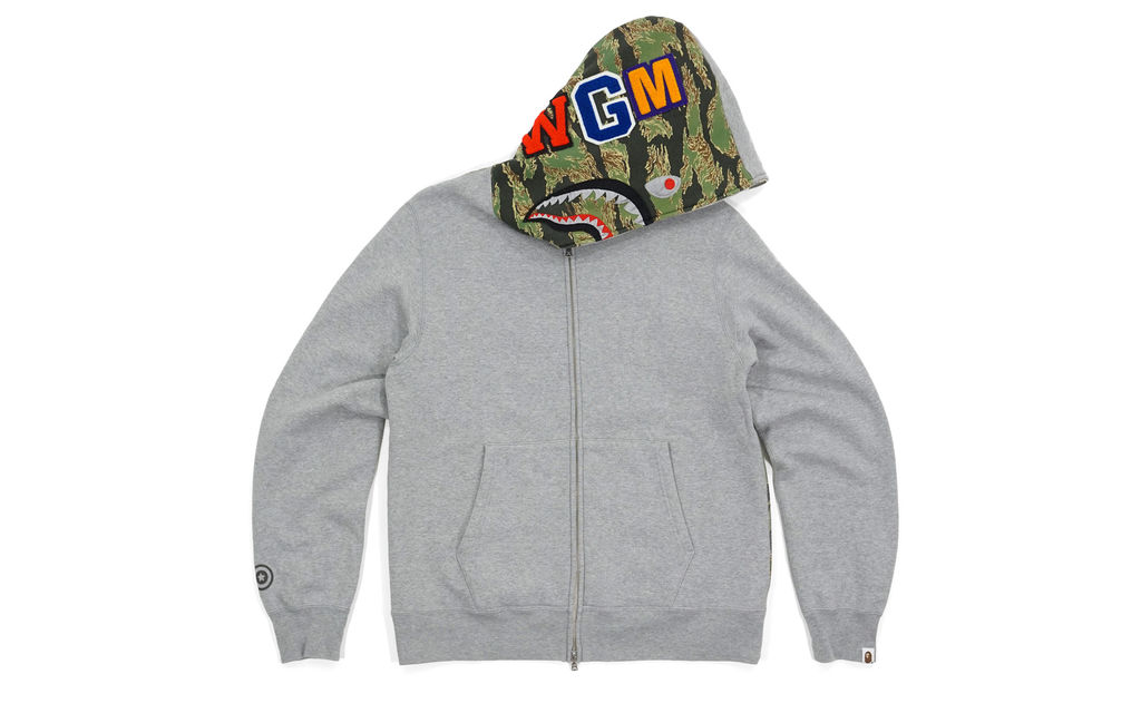 bape grey hoodie shark
