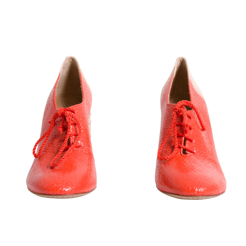 Vintage Tory Burch Woven Lace-up Heels - Orange/Tan