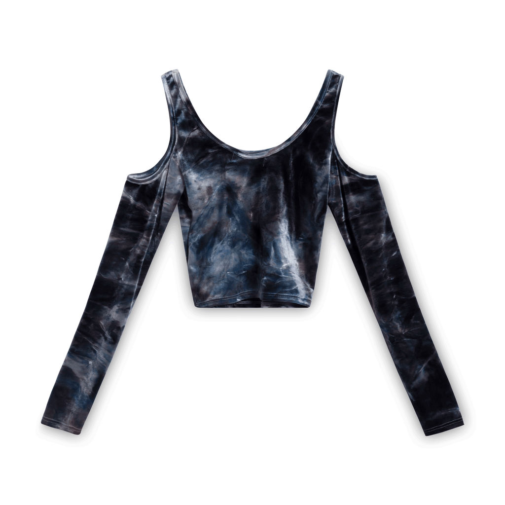Vintage Tela Velvet Tie-dye Off-the-Shoulder Top
