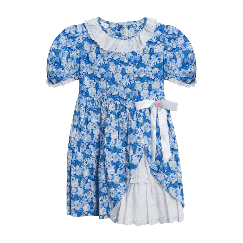 Vintage Winnie the Pooh Blue Floral Dress